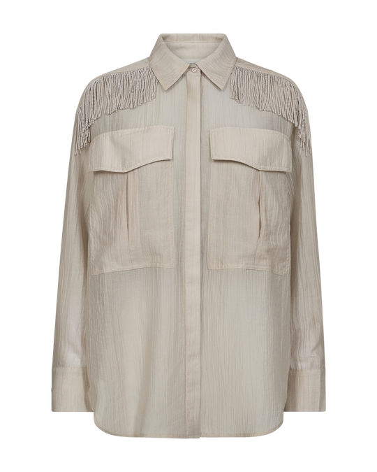 CMPOPSY - SHIRT WITH FRINGES IN BEIGE