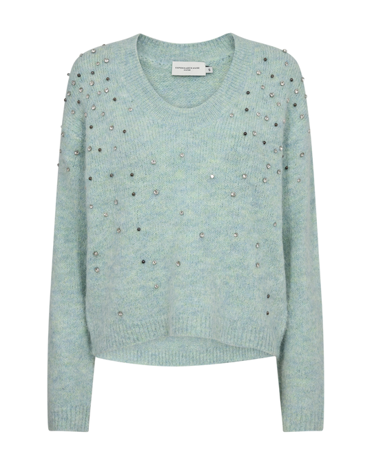 CMMARNI - PULLOVER WITH RHINESTONES IN GREEN