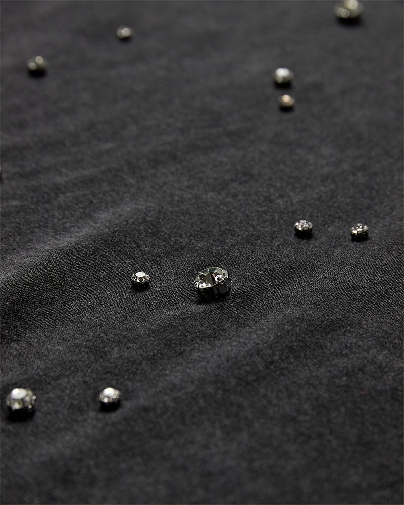 CMMUSE - T-SHIRT WITH RHINESTONES IN BLACK