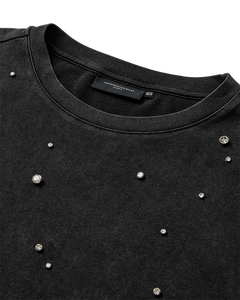 CMMUSE - T-SHIRT WITH RHINESTONES IN BLACK
