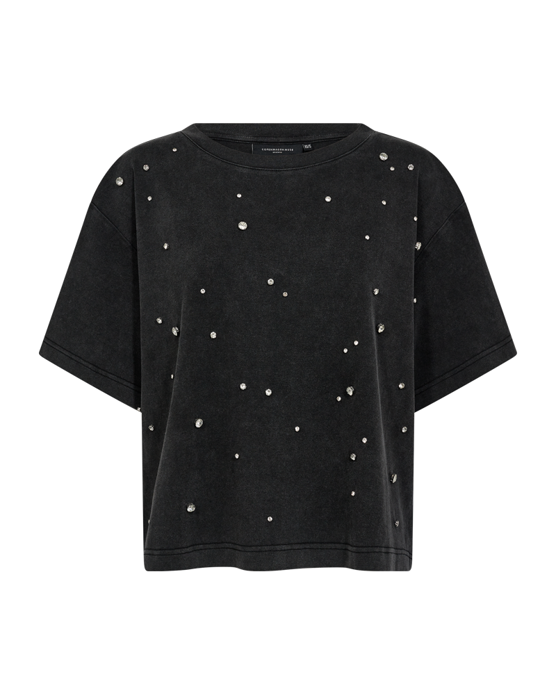 CMMUSE - T-SHIRT WITH RHINESTONES IN BLACK