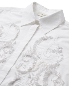 CMVATAN - SHIRT WITH HAND EMBROIDERED DECORATION IN WHITE