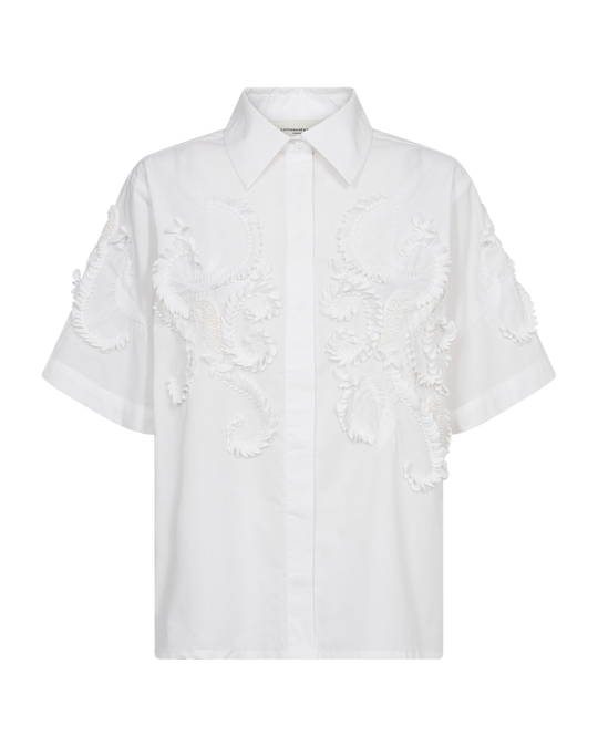 CMVATAN - SHIRT WITH HAND EMBROIDERED DECORATION IN WHITE