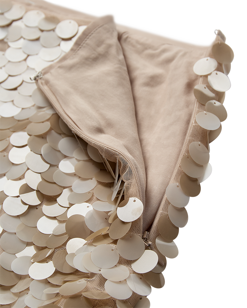 Cm volgende - rok met pailletten in beige