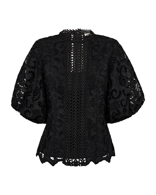 Cmlanly - blouse met veters in zwart