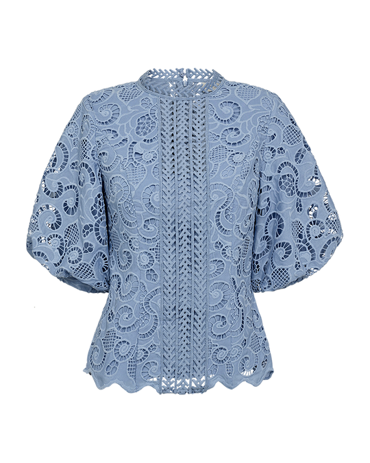 Cmlanly - kanten blouse in blauw