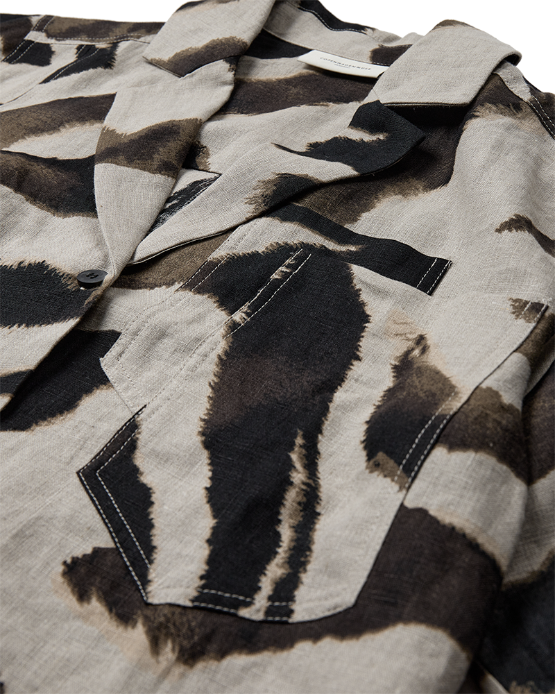 CMNATULI - SHORT SHIRT IN BEIGE AND BLACK