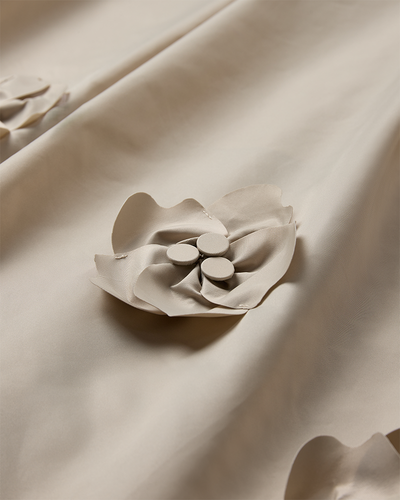 CMSIMI - rok met handgemaakte bloemen in beige