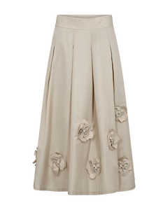 CMSIMI - rok met handgemaakte bloemen in beige