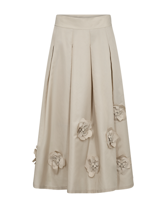 CMSIMI - rok met handgemaakte bloemen in beige