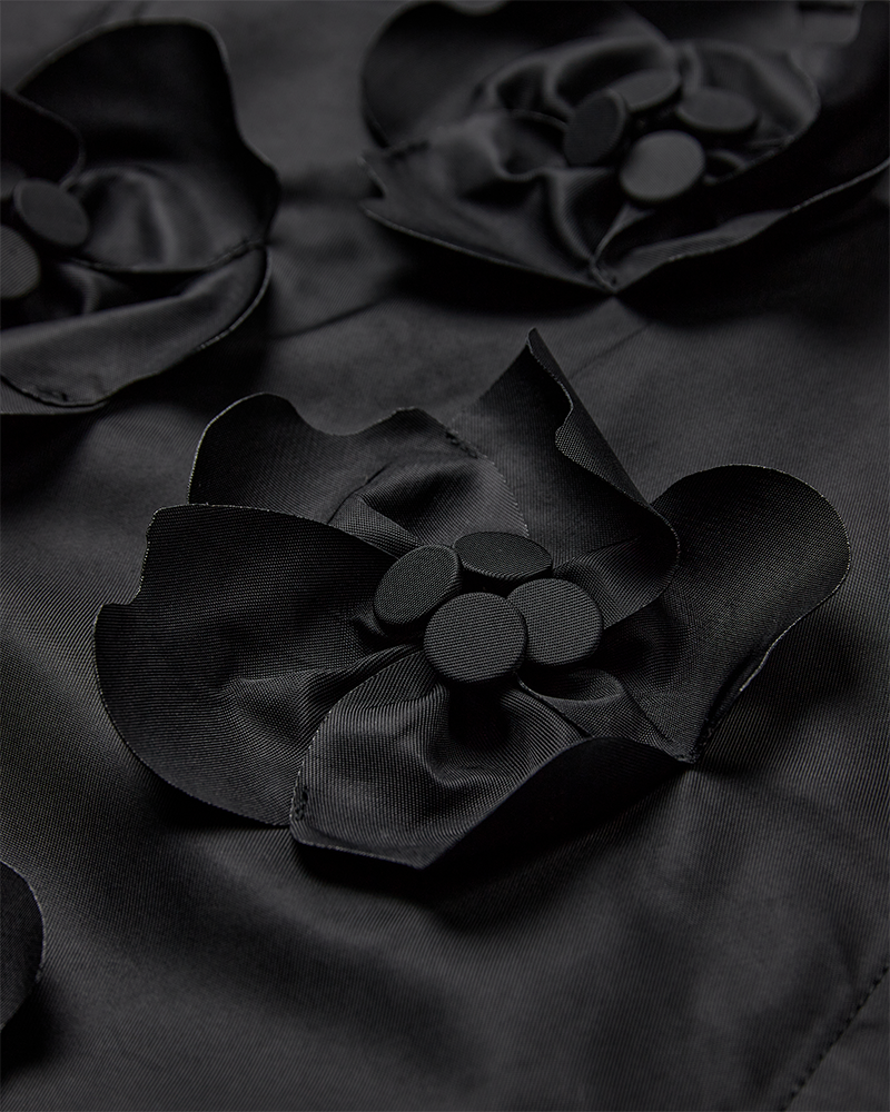 CMSIMI - SHIRT WITH HANDMADE FLOWERS IN BLACK