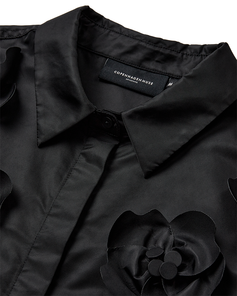 CMSIMI - SHIRT WITH HANDMADE FLOWERS IN BLACK
