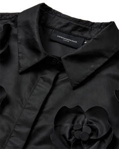 CMSIMI - SHIRT WITH HANDMADE FLOWERS IN BLACK