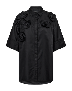 CMSIMI - SHIRT WITH HANDMADE FLOWERS IN BLACK