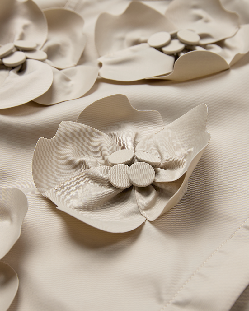 CMSIMI - SHIRT WITH HANDMADE FLOWERS IN BEIGE