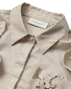 CMSIMI - SHIRT WITH HANDMADE FLOWERS IN BEIGE