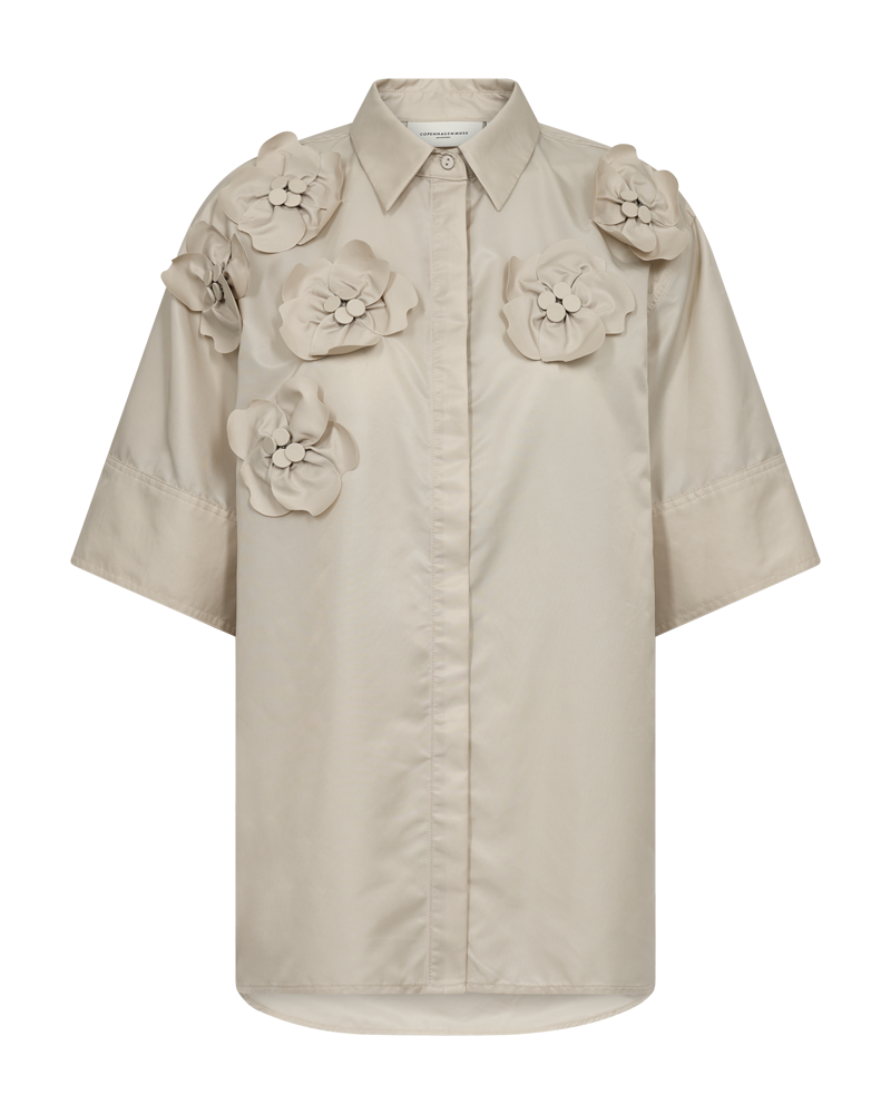 CMSIMI - SHIRT WITH HANDMADE FLOWERS IN BEIGE