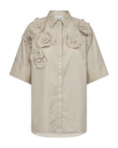 CMSIMI - SHIRT WITH HANDMADE FLOWERS IN BEIGE