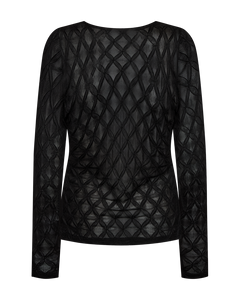 Cmhanna - Mesh Top met lange mouwen met patroon in zwart