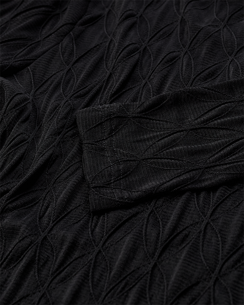 Cmhanna - Mesh Top met lange mouwen met patroon in zwart