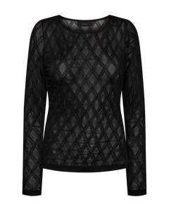Cmhanna - Mesh Top met lange mouwen met patroon in zwart