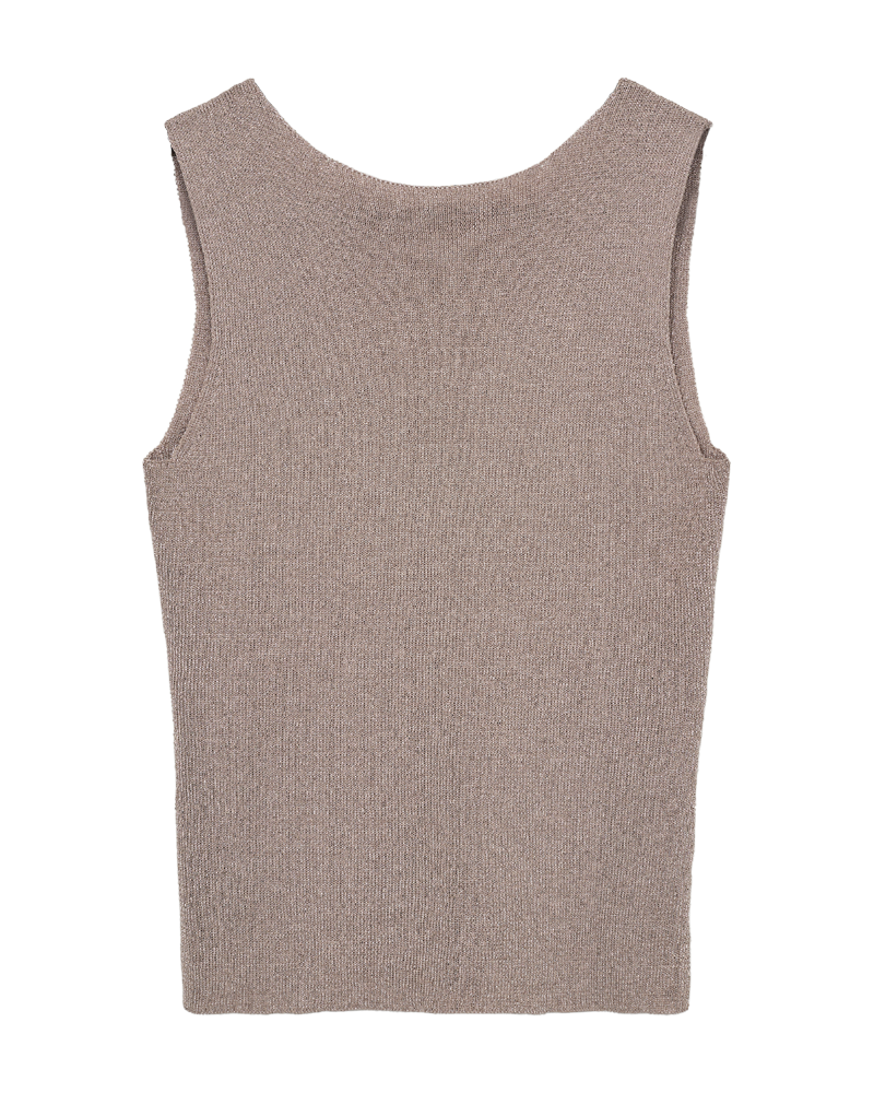 CMMETA - REVERSIBLE KNITTED TOP WITH METALLIC THREAD IN BEIGE