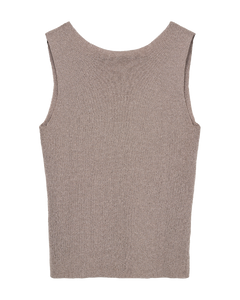 CMMETA - REVERSIBLE KNITTED TOP WITH METALLIC THREAD IN BEIGE