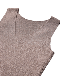 CMMETA - REVERSIBLE KNITTED TOP WITH METALLIC THREAD IN BEIGE