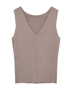 CMMETA - REVERSIBLE KNITTED TOP WITH METALLIC THREAD IN BEIGE