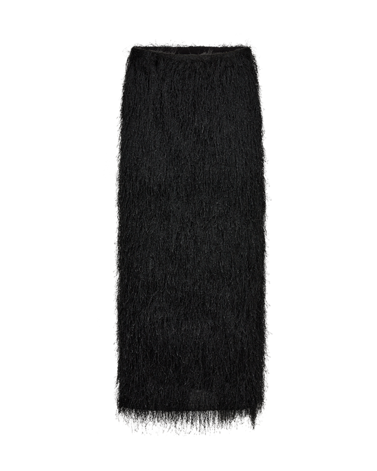 CMFALLON - SKIRT WITH FRINGES IN BLACK