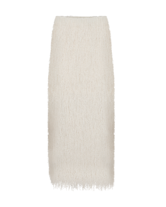CMFALLON - SKIRT WITH FRINGES IN OFF-WHITE