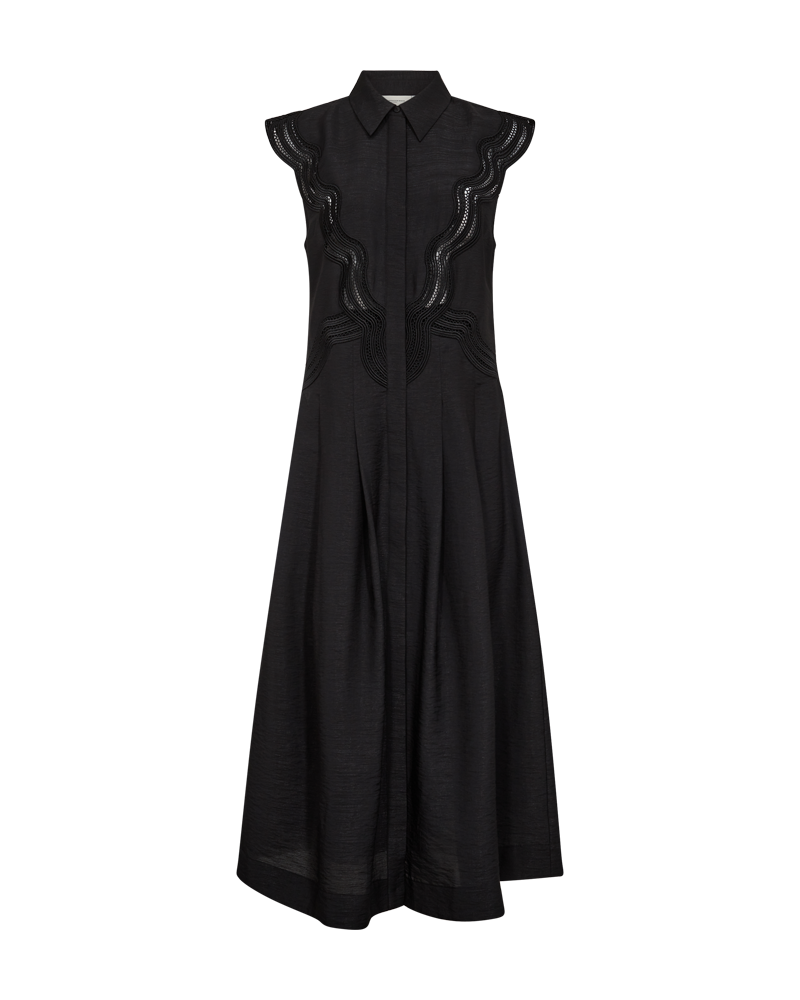CMCOLE - FITTED DRESS WITH CUTOUT LACE IN BLACK