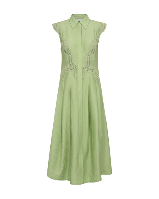 CMCOLE - FIGURED DRESS WITH LACE IN GREEN