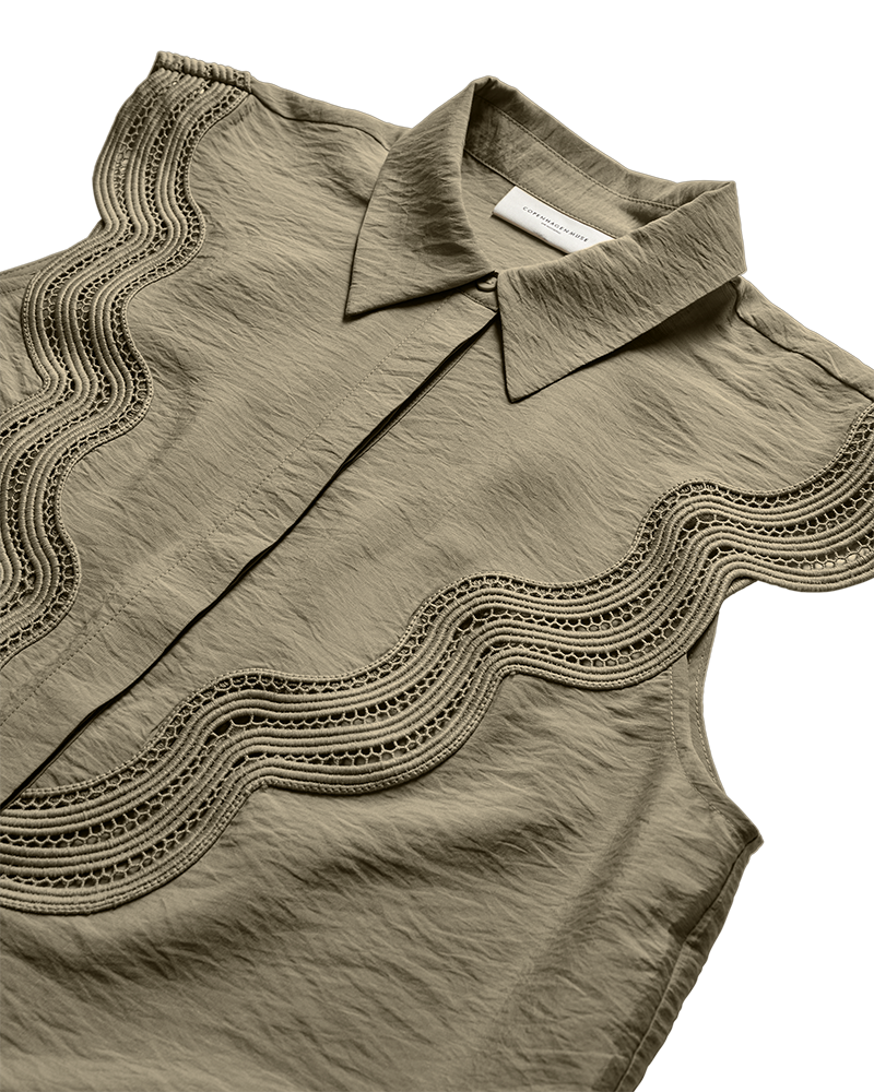 CMCOLE - SHIRT WITH LACE IN GREEN