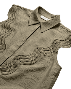 CMCOLE - SHIRT WITH LACE IN GREEN