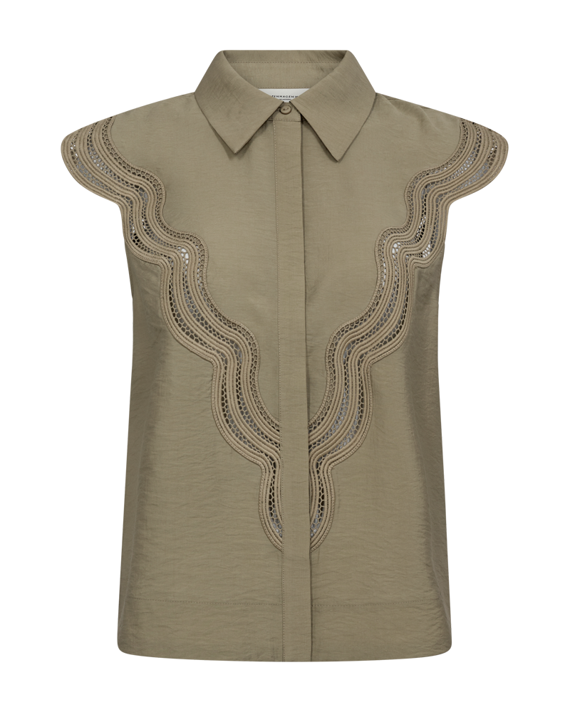 CMCOLE - SHIRT WITH LACE IN GREEN