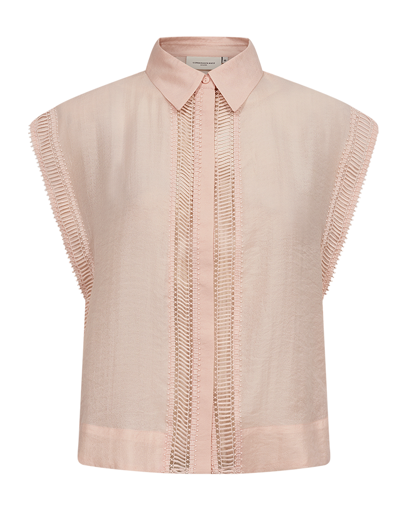 CMMOLLY - SHIRT WITH CUT-AND-SEW LACE IN POWDER