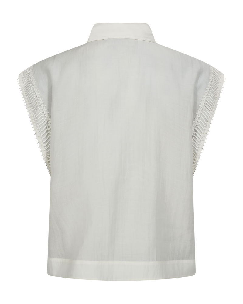 CMMOLLY - SHIRT WITH CUT-AND-SEW LACE IN OFF-WHITE