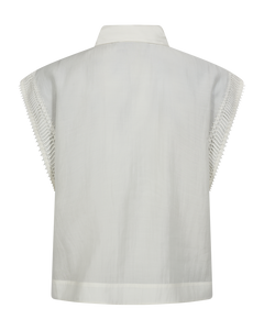 CMMOLLY - SHIRT WITH CUT-AND-SEW LACE IN OFF-WHITE
