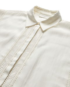 CMMOLLY - SHIRT WITH CUT-AND-SEW LACE IN OFF-WHITE
