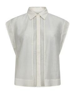 CMMOLLY - SHIRT WITH CUT-AND-SEW LACE IN OFF-WHITE