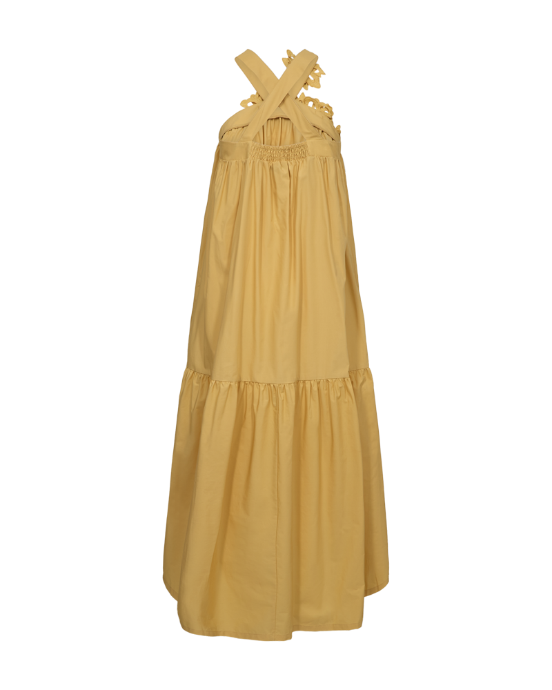 Cmvinca - jurk met genaaide bloemen in geel