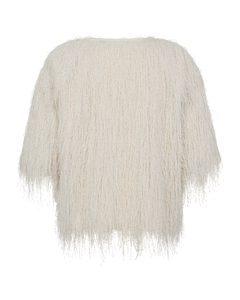 CMFALLON - T-SHIRT WITH FRINGES IN OFF-WHITE