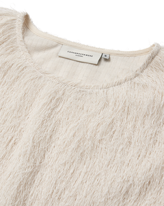 CMFALLON - T-SHIRT WITH FRINGES IN OFF-WHITE