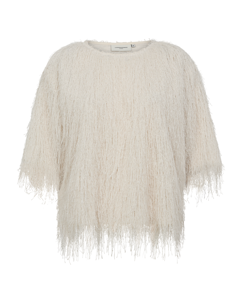 CMFALLON - T-SHIRT WITH FRINGES IN OFF-WHITE