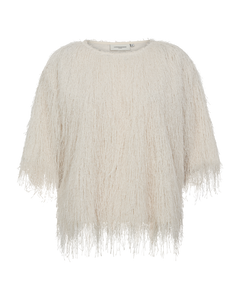 CMFALLON - T-SHIRT WITH FRINGES IN OFF-WHITE