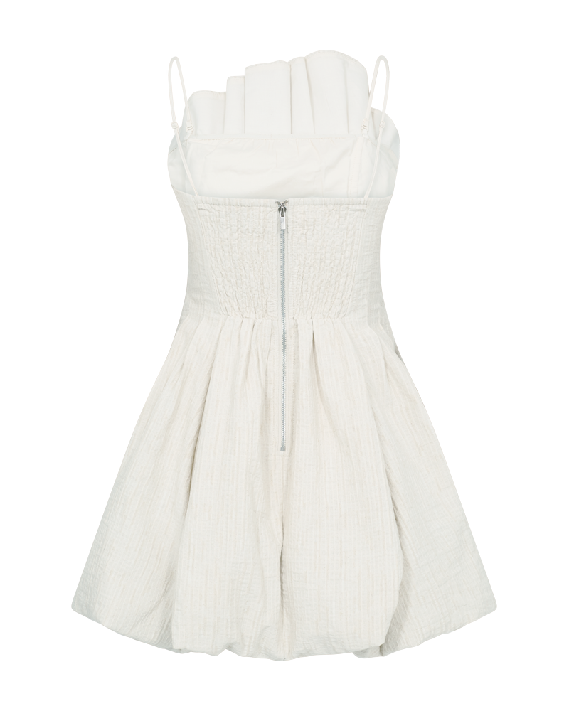 CMBRINDA - Korte jurk met balloneffect in gebroken wit