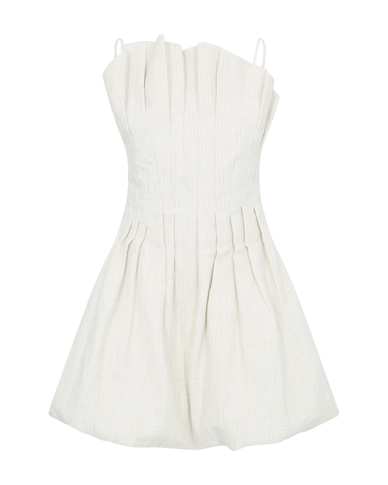 CMBRINDA - SHORT DRESS WITH BALLOON EFFECT IN OFF-WHITE