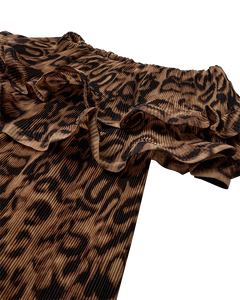Cmkira - geplooide off -shoulderjurk in luipaard