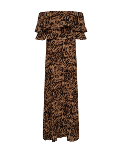 Cmkira - geplooide off -shoulderjurk in luipaard